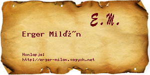 Erger Milán névjegykártya
